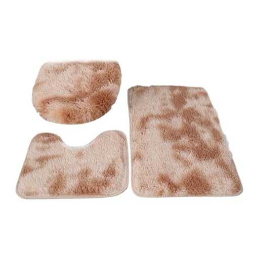 Zymoplas 3 teiliges rutschfestes Toilettenmatten Set, geeignet für Senioren und Kinder, Badezimmermatten Sets aus Acrylfasern, 3 teiliges Badezimmermatten Set, Tiefes Kamel, U40*5+45 * 50+ 50 * 80 von Zymoplas