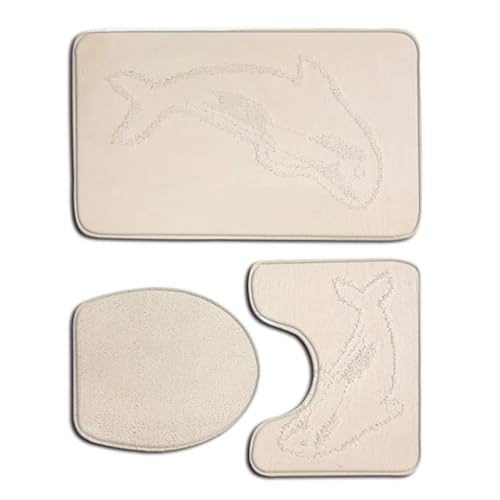 Zymoplas 3 teiliges rutschfestes und saugfähiges Badezimmermatten Set, Füße trocken und frisch, saugfähige Polyester Badematte für Badewanne und Dusche, PJ210611 B001 von Zymoplas