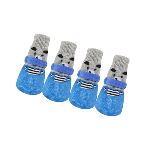 Zymoplas 4 Stück Haustierschuhe Regen Schneestiefel Socken Set Gute Elastizität mit Gummisohle Pfotenabdeckung Strumpf Kleiner Hund Hartholz, Blau, S Zymoplas 4 Stück Haustierschuhe Regen Schneestiefel Socken Set Gute Elastizität mit Gummisohle Pfotenabdeckung Strumpf Kleiner Hund Hartholz, Blau, S von Zymoplas