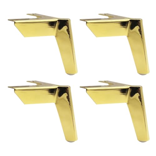 Zymoplas 4 teiliges rostbeständiges Möbelbein, einfach zu installierendes und langlebiges Bein für Stühle und Tische, Metallmöbelzubehör, Titangold, 12cm von Zymoplas