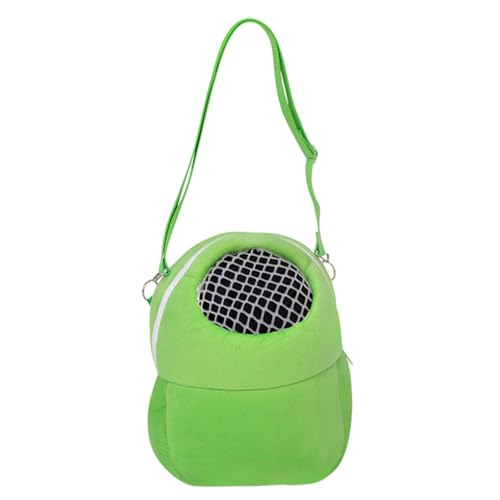 Zymoplas Einzel Schultergurt Beutel, Bequeme Haustier Tragetasche für kleine Tiere, atmungsaktive Plüsch Tragetasche für kleine Haustiere, grün M von Zymoplas