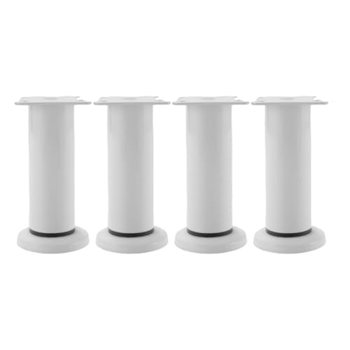 Zymoplas Höhenverstellbares Möbelbein Set mit Schrauben im Lieferumfang enthalten. Höhenvergrößernde Möbelstahl Höhenerhöhungshalterung, Weiß, 4 Stück (12–18 cm). von Zymoplas