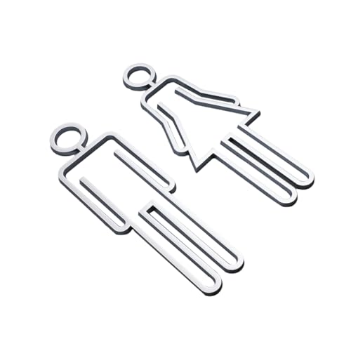 Zymoplas Langlebiges Toilettenschild zur einfachen Identifizierung im Badezimmer. Sichtbares Acryl WC Badezimmerschild, Türschild, selbstklebend, Ein silbernes von Zymoplas
