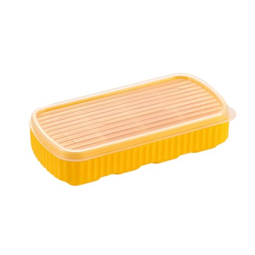 Zymoplas PP TPE Eiswürfelschale Einfarbig Ersatz 8 Gitter DIY Bar Kühlschrank Eiswürfelform Werkzeugzubehör mit staubdichtem Deckel, Gelb von Zymoplas