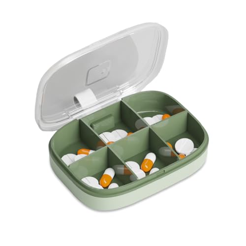 Zymoplas Pillendose, tragbare Reisebehälter, Mini-Tabletten-Aufbewahrungsspender, Fachdesign, feuchtigkeitsbeständig, PS, ABS, U-förmige Nut, grüne sechs Zellen Zymoplas Pillendose, tragbare Reisebehälter, Mini-Tabletten-Aufbewahrungsspender, Fachdesign, feuchtigkeitsbeständig, PS, ABS, U-förmige Nut, grüne sechs Zellen von Zymoplas