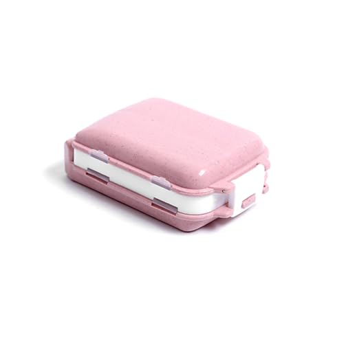 Zymoplas Pillendose Pillenbehälter Faltbarer Tablet-Organizer mit Mehreren Gittern Staubdichter Reise-Camping-Spender, Strohrosa von Zymoplas