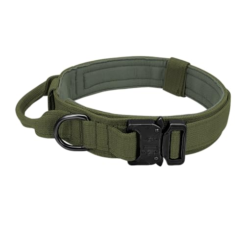 Zymoplas Verstellbare Hundehalsband Leine, sichere Inhaltsstoffe, langlebig, leicht zu tragen, Nylon, taktisches Gehen mit dem Hund, mühelos, Nicht verformbar, Grün, L von Zymoplas