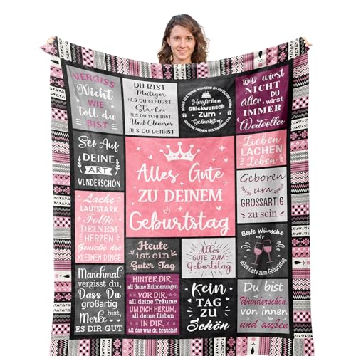 Zymuegist Geburtstagsgeschenk für Frauen, Kuscheldecke Geschenke für Mädchen, Ehefrau, Mama, Frau, Freundin, Schwester, Lustige Geschenk Geburtstag, Flauschige Fleecedecke (Geburtstag, 150X200CM) von Zymuegist