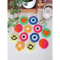 2Er Set Auto Untersetzer, Punziert Mit Yin Yang, Gänseblümchen, Evil Eye Und Lustiges Geschenk Für Neues von ZynAtelier