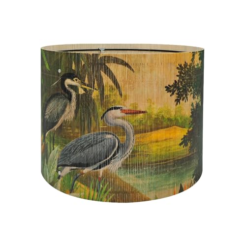 Bambus-Lampenschirm mit Tierreiher-Design, geeignet für Stehlampen und Schreibtischlampen, Eimerform, durchscheinend, künstlerische Dekoration, rustikal und elegant, grooviges Retro, Größe 30 cm Bambus-Lampenschirm mit Tierreiher-Design, geeignet für Stehlampen und Schreibtischlampen, Eimerform, durchscheinend, künstlerische Dekoration, rustikal und elegant, grooviges Retro, Größe 30 cm von Zynanthra