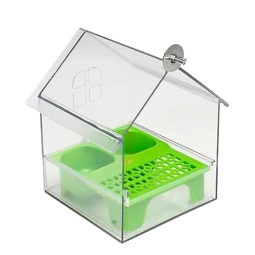 Ausziehbarer externer Futterspender für Papageien, 18 x 14 x 14 cm, zum Aufhängen, Wildvogelsamen mit Eichhörnchensicherer Schale, transparenter Vogelfutterspender mit zwei Futtertrögen, für Balkon von Zyntora