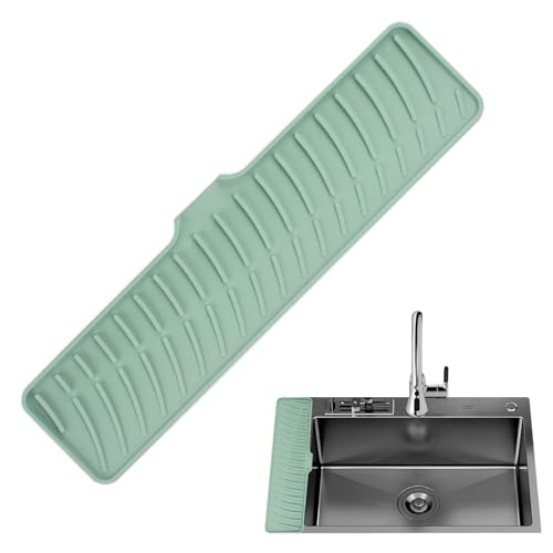 Zyntora Abtropfmatte aus Silikon,Abtropfmatten aus Silikon,Abtropfmatten mit integrierter Abflusslippe für die Küchentheke | Rutschfeste Wasserhahnmatte, elektrische Ofenmatte, Spritzschutz für von Zyntora