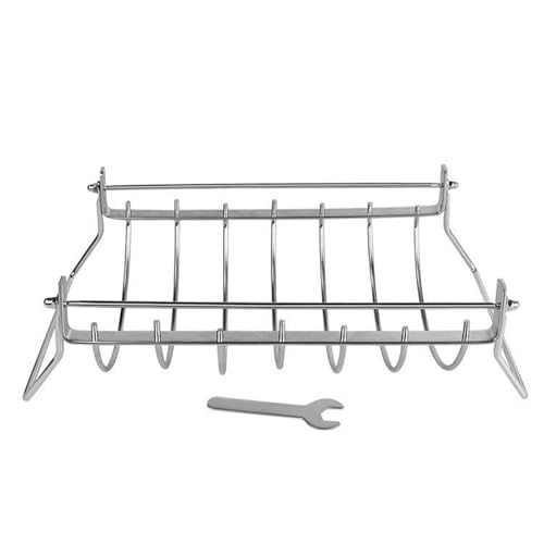 Zyntora BBQ Rib Racks zum Grillen – Edelstahl Barbecue Steak Rack Rostfrei Lebensmittelqualität Bratständer Halter Smoker Zubehör für Vorbereitung Rind Schweinefleisch Drumstick Barbecue von Zyntora