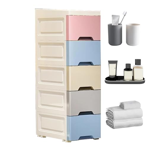 Zyntora Badezimmer Aufbewahrungsschrank,Stehschrank Mit Rollen Für Küche | 5-Ebenen Schubladen-Design Vertikaler Organisationsturm für Geschäfte, Wohnheime, Schlafzimmer, Wohnzimmer und mehr Zyntora Badezimmer Aufbewahrungsschrank,Stehschrank Mit Rollen Für Küche | 5-Ebenen Schubladen-Design Vertikaler Organisationsturm für Geschäfte, Wohnheime, Schlafzimmer, Wohnzimmer und mehr von Zyntora