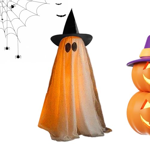 Zyntora Deko | Halloween Dekoration Geist mit LED-Lichterkette,Gruselige Deko-Figuren für Draußen, Drinnen, Garten, Terrasse, Wohnzimmer und Party von Zyntora