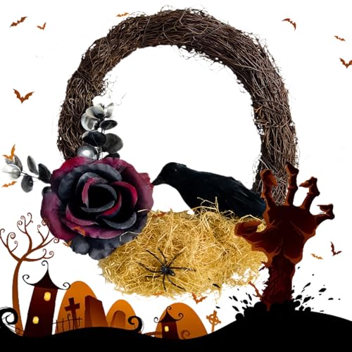Zyntora Halloween-Girlande – Halloween Dead Branch Flower Crow Wreath – Foto Requisiten Home Decor Realistische Künstliche Party Dekorationen für Festival Haus Fenster Zyntora Halloween-Girlande – Halloween Dead Branch Flower Crow Wreath – Foto Requisiten Home Decor Realistische Künstliche Party Dekorationen für Festival Haus Fenster von Zyntora
