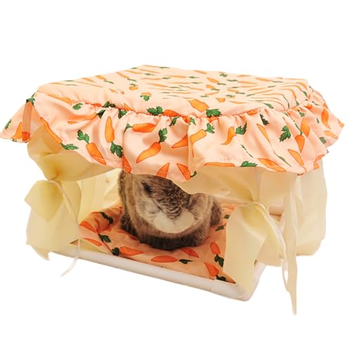 Zyntora Hamsterhaus,Kleintier Nesthaus Häuschen Hütte - Kuscheliges Quasten Tür Versteck Spielbereich Schlafplatz Für Hamster Mäuse Chinchilla Kaninchen von Zyntora