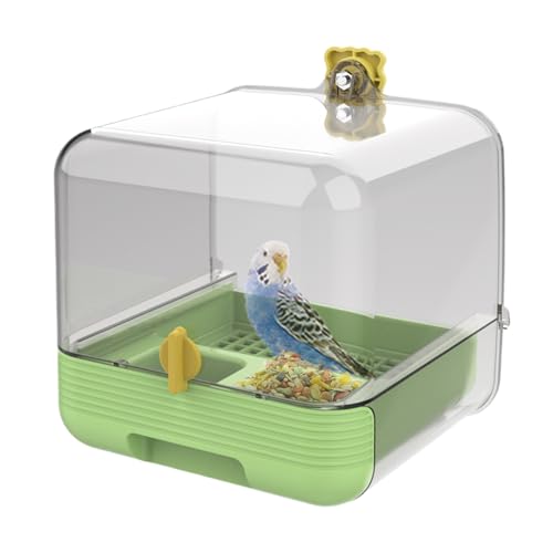 Zyntora Vogelbad Für Papageien - Herausnehmbarer Futterspender Für Vogelkäfig,2 IN 1 Futterbad Transparent Design Für Haustiere Innen Außen Garten Terrasse von Zyntora