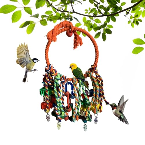 Zyntora Vogelschaukel Für Käfig | Bunter Ring Schaukel Vogelzubehör - Baumwollseil Nymphensittich Käfigzubehör Zum Beschäftigung Klettern Innen Außen Fink Sittich Unzertrennliche von Zyntora