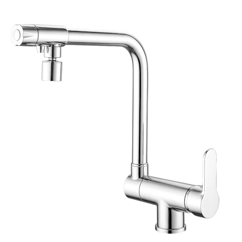 ZYNUHMO 3 Wege Wasserhahn,Vorfenster Küchenarmatur Klappbar mit Trinkwasserauslauf und 360°Schwenkbarkeit,Faltbar,Schwenkbarer Auslauf,Chrome von Zynuhmo