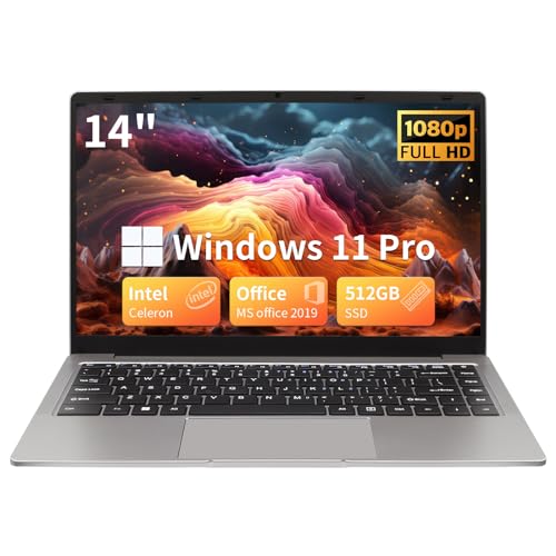 Zyphionix 14 Zoll Ultrabook Laptop, 8 GB RAM 512G SSD,Windows 11 Pro,1920 x 1080 IPS,Celeron N4120 (bis zu 2,6 GHz), 2xUSB 3.0,Dünnes und leichtes Notebook von Zyphionix