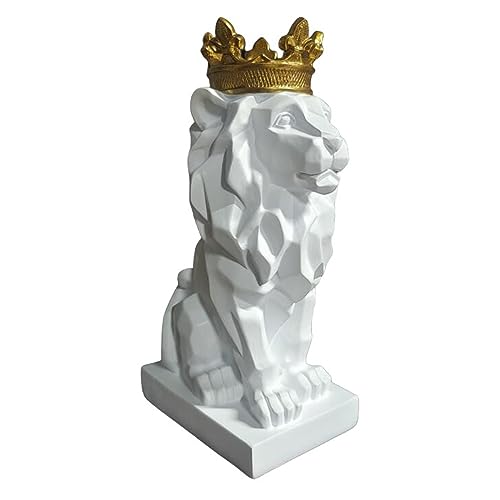 Crown Lion King King Statue Skulptur Löwen Statuen Nordische Stil Heim- und Studiendekoration Löwe Dekor abstrakte geometrische Skulpturen Harztier Figuren Innen- und Heimbüro Geschenke,White b Crown Lion King King Statue Skulptur Löwen Statuen Nordische Stil Heim- und Studiendekoration Löwe Dekor abstrakte geometrische Skulpturen Harztier Figuren Innen- und Heimbüro Geschenke,White b von Zyqixluk