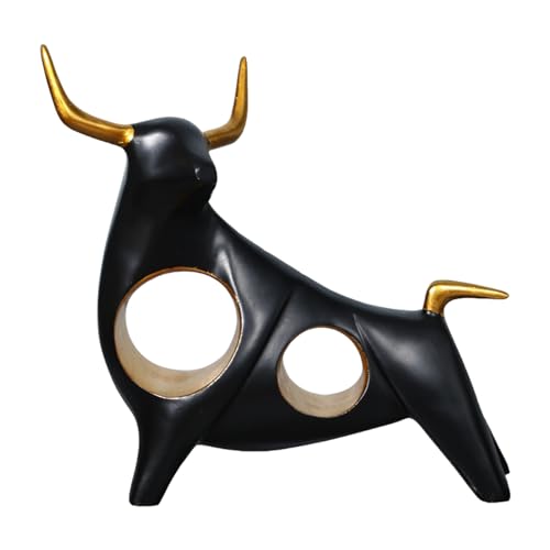 Zyqixluk Bull Decorative Statue Skulptur Regal Dekorationen Figuren Harz Tierskulpturen für Bürodienste Schreibtisch, Dekoration Ornament Geschenke,Black a von Zyqixluk