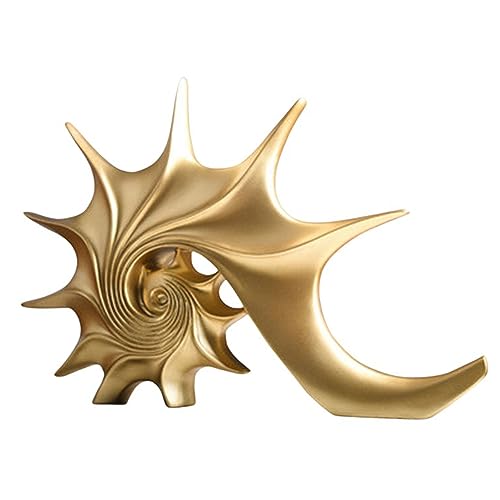 Zyqixluk Harz Muschel Statue Skulptur Muschel Skulpturen Dekoration Die Figur auf dem Schreibtisch Strand Dekorative Tischaufsätze für Büro Home Wohnzimmer Weinschrank,Gold von Zyqixluk
