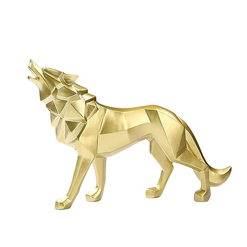 Zyqixluk Harz Wolf Statue Skulptur Abstrakte Skulpturen Home Decor Tier Statuen Moderne Geometrische Home Decor Figurine Tisch Centerpieces Ornaments for Living Room Cabinets Desk Decor,Gold von Zyqixluk