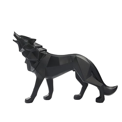 Zyqixluk Harz Wolf Statue Skulptur Abstrakte Skulpturen Home Decor Tier Statuen Moderne Geometrische Home Decor Figurine Tisch Centerpieces Ornaments for Living Room Cabinets Desk Decor,Schwarz von Zyqixluk