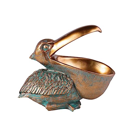 Zyqixluk Pelican Statue Harz Birds Figuren Pelican Dekor Toukandekor, Schlüsselschale für Eingangstisch Vogel Statue Home Decor Ornament für Tisch Haus Bar Büro Pelican Geschenke,Bronze von Zyqixluk