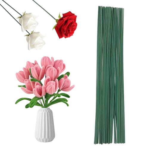100 Stück Blumendraht Grün Blumenstieldraht, 30 cm Länge Floristendraht, 2mm Steckdraht Floristik Draht, Drahtstäbe zum Basteln, Blumenstamm Draht Blumenstiele für Künstliche Blumen, Handwerk Kranz von Zyren