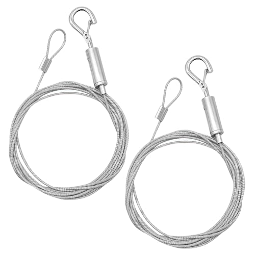 2 Stück Drahtseil Einstellbar Seilaufhängung,2m x 2mm Stahlseil mit Ösen und Haken,Sicherheitskabel Edelstahl Bilder Aufhängedraht,Edelstahlseil Verstellbares Aufhängeseil für Spiegel,Gemälde,Lampen von Zyren
