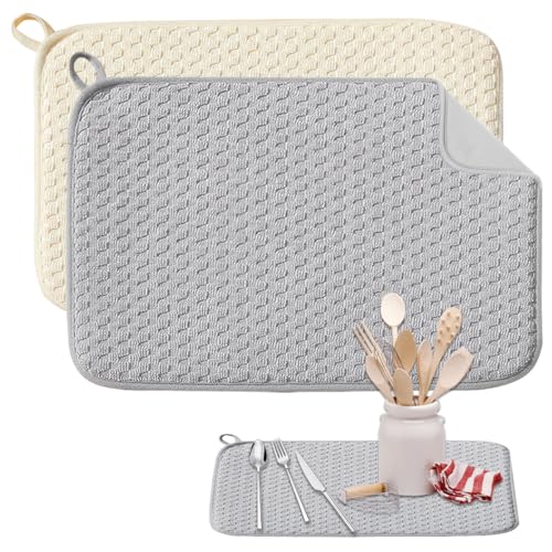 2 Stück Mikrofaser Abtropfmatte 38x50cm Saugfähige Abtropfmatte Spüle, Geschirr Abtropfmatte, Mikrofaser Trockenmatte, Geschirrabtropfmatte für Spüle, Esstisch, Küchengeschirr, Teetisch 2 Stück Mikrofaser Abtropfmatte 38x50cm Saugfähige Abtropfmatte Spüle, Geschirr Abtropfmatte, Mikrofaser Trockenmatte, Geschirrabtropfmatte für Spüle, Esstisch, Küchengeschirr, Teetisch von Zyren