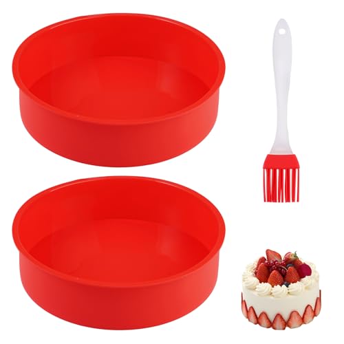 20 cm Silikon Backform Rund, 2er Set Kuchenform Silikon mit 1 Silikonpinsel,Antihaft Silikonbackform Rund für Cheesecake, Chiffon-Torte, Pizza, Schichtkuchen und Regenbogenkuchen, BPA-frei 20 cm Silikon Backform Rund, 2er Set Kuchenform Silikon mit 1 Silikonpinsel,Antihaft Silikonbackform Rund für Cheesecake, Chiffon-Torte, Pizza, Schichtkuchen und Regenbogenkuchen, BPA-frei von Zyren