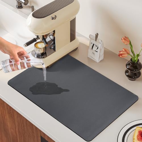 Schnelltrocknende Abtropfmatte für Geschirr, 30 x 40cm Abtropfmatte für Kaffeemaschine, Kaffeemaschine abtropfmatte für Geschirr, Tapis Absorbant Vaisselle, Super Saugfähig Spülmatte für Küche, Spüle von Zyren