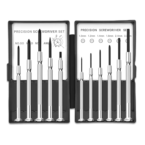 Uhrmacher Schraubendreher Set, 11 Stück Schraubenzieher Klein für Brillen, Feinmechaniker Schraubendreher Set, Mini Präzisions Schraubenzieher Set für Uhren, Brillen, Laptops, Elektronische Geräte Uhrmacher Schraubendreher Set, 11 Stück Schraubenzieher Klein für Brillen, Feinmechaniker Schraubendreher Set, Mini Präzisions Schraubenzieher Set für Uhren, Brillen, Laptops, Elektronische Geräte von Zyren