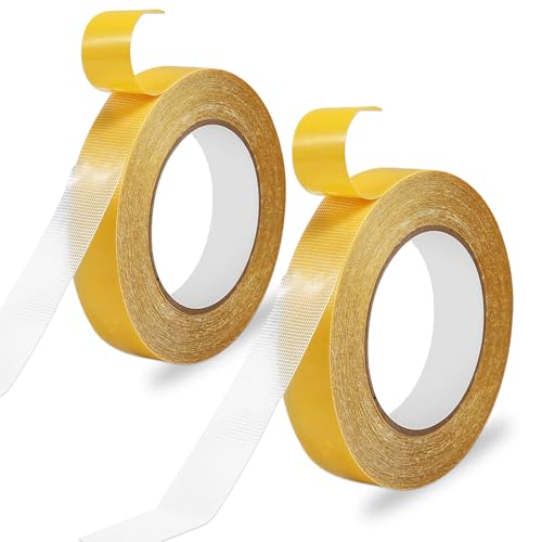 Zyren 2 Rollen Teppichklebeband,20m x 30mm Teppichklebeband Doppelseitig Extra Stark,Hohe Haftkraft Teppich Klebeband,Doppelseitiges Gewebe Klebeband für Verlegen von Teppich,PVC-Belag,Bodenbeläge von Zyren