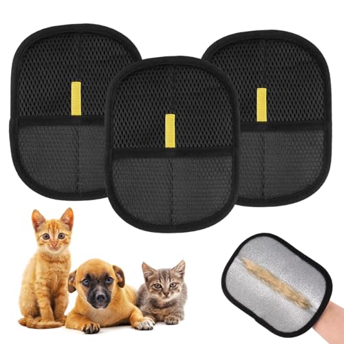 3 Stück Haustierhaar-Entferner Handschuh,Antistatische Fell Magnet Handschuh,Wiederverwendbare Pet Hair Remover Glove,Haarentfernungshandschuh für Haustiere,Doppelseitige Tierhaarentfernungshandschuh von Zyren