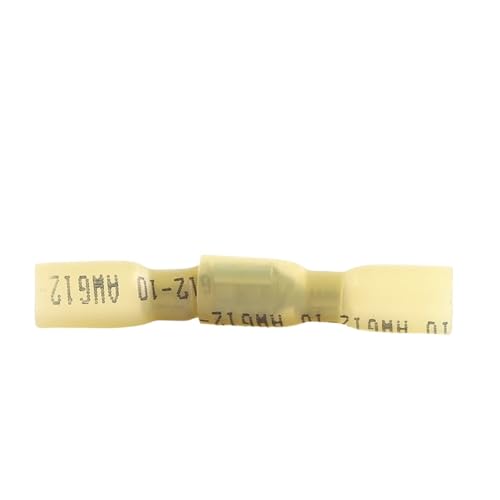 50PCS Schrumpf Crimp Terminal Kit Butt Draht Stecker Kabel Männlich Weiblich Spaten Isolierte Elektrische Verdrahtung Stecker für Kraftfahrzeuge, Wasserfahrzeuge(50PCS(25 Set) Yellow) von ZythrXLate