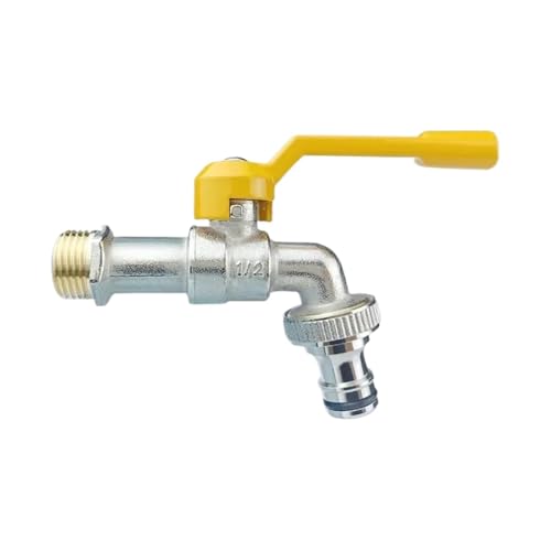 Doppelter Wasserhahn for den Außenbereich, Adapter for Gartenschlauch, 1/2 Zoll, 3/4 Zoll, 1 Einlass, 2 Wassertank-Anschluss, Messinghahn für Gartenarbeit,Outdoor(Color 6) von ZythrXLate