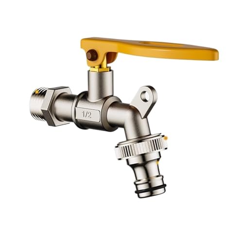 Doppelter Wasserhahn for den Außenbereich, Wasserhahn for Gartenschlauch, Wasserhahnadapter, 1/2 Zoll, Wassertankanschluss, 1-Wege-2-Wege-Messinghahn für Gartenarbeit,Outdoor(Color 2) von ZythrXLate