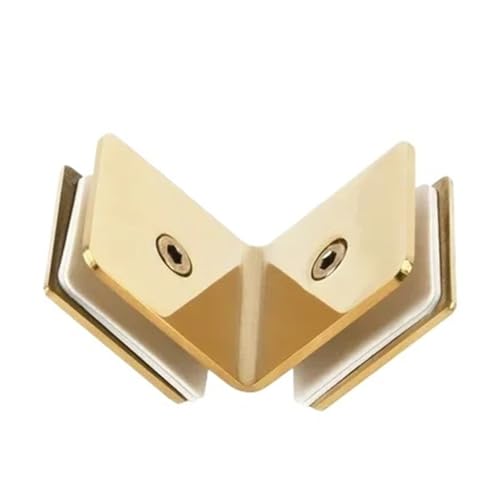Edelstahl Glas Clip Gold Feste Badezimmer Glastür Fest Code Ecke Partition Dusche Zimmer Link Clip für Badezimmer, Duschtür(Gold 90E degrees) von ZythrXLate