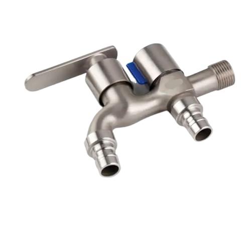 Ein-in-zwei-out Doppel Wasser Outlet Tap Dual-wasser Edelstahl Mopp Pool Wasserhahn Wasser Schalter Outdoor Garten für Gartenarbeit,Outdoor(Color 1) von ZythrXLate