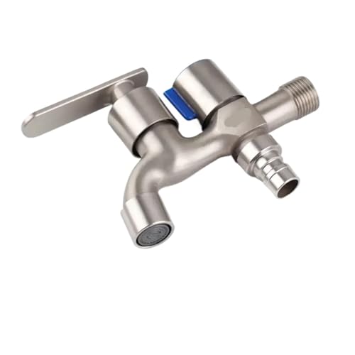 Ein-in-zwei-out Doppel Wasser Outlet Tap Dual-wasser Edelstahl Mopp Pool Wasserhahn Wasser Schalter Outdoor Garten für Gartenarbeit,Outdoor(Color 2) von ZythrXLate