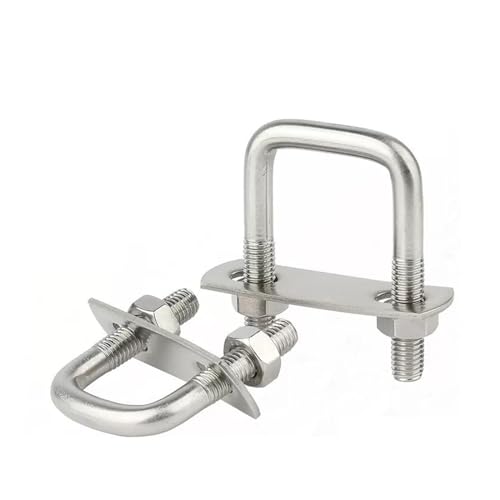 M6 M8 Edelstahl-Vierkantklemme U-Bolzen Rechtwinklige U-Schraube U-Klemmmuttern Plattenleitbleche U-Bolzensatz Hochleistungs-U-förmiger Haken für Sanitärinstallationen, Wohngebäude(M8x40x180 2sets) von ZythrXLate