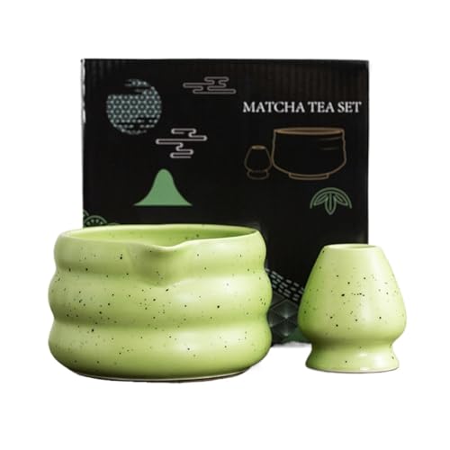 Matcha-Teeservice 2 Teile/satz Matcha Schüssel Glas Tee-Set Professionelle Werkzeug Haushalt Traditionellen Schneebesen(Green) von ZythrXLate