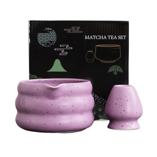 Matcha-Teeservice 2 Teile/satz Matcha Schüssel Glas Tee-Set Professionelle Werkzeug Haushalt Traditionellen Schneebesen(Purple) von ZythrXLate