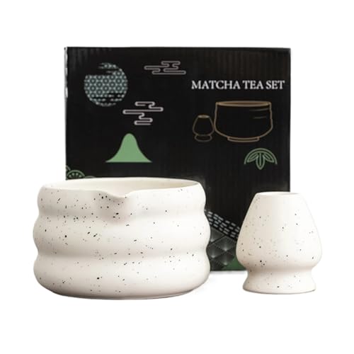 Matcha-Teeservice 2 Teile/satz Matcha Schüssel Glas Tee-Set Professionelle Werkzeug Haushalt Traditionellen Schneebesen(White) von ZythrXLate