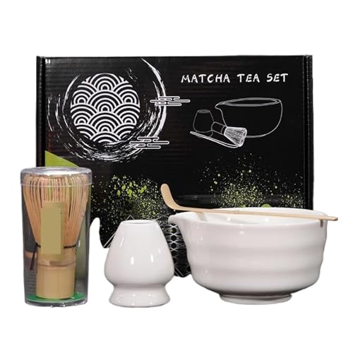 Matcha-Teeservice 4/7 Stücke Matcha-herstellungsset Matcha-Pinsel Exquisite Matcha-Schüssel-Box Mit Schneebesen Prächtige Tee-Tools(4pcs White) von ZythrXLate